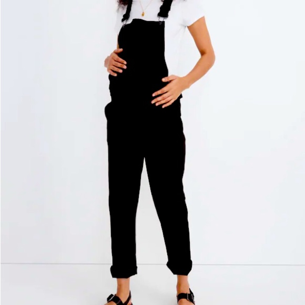 Madewell Maternity Black Denim Overalls